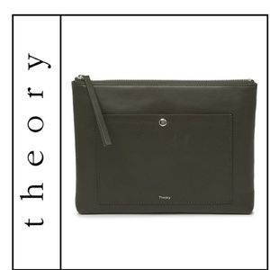 NWT { Theory } Zip Pouch with Pocket in Fatigue